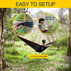 TKO Outdoor Double Camping Hammock - Black