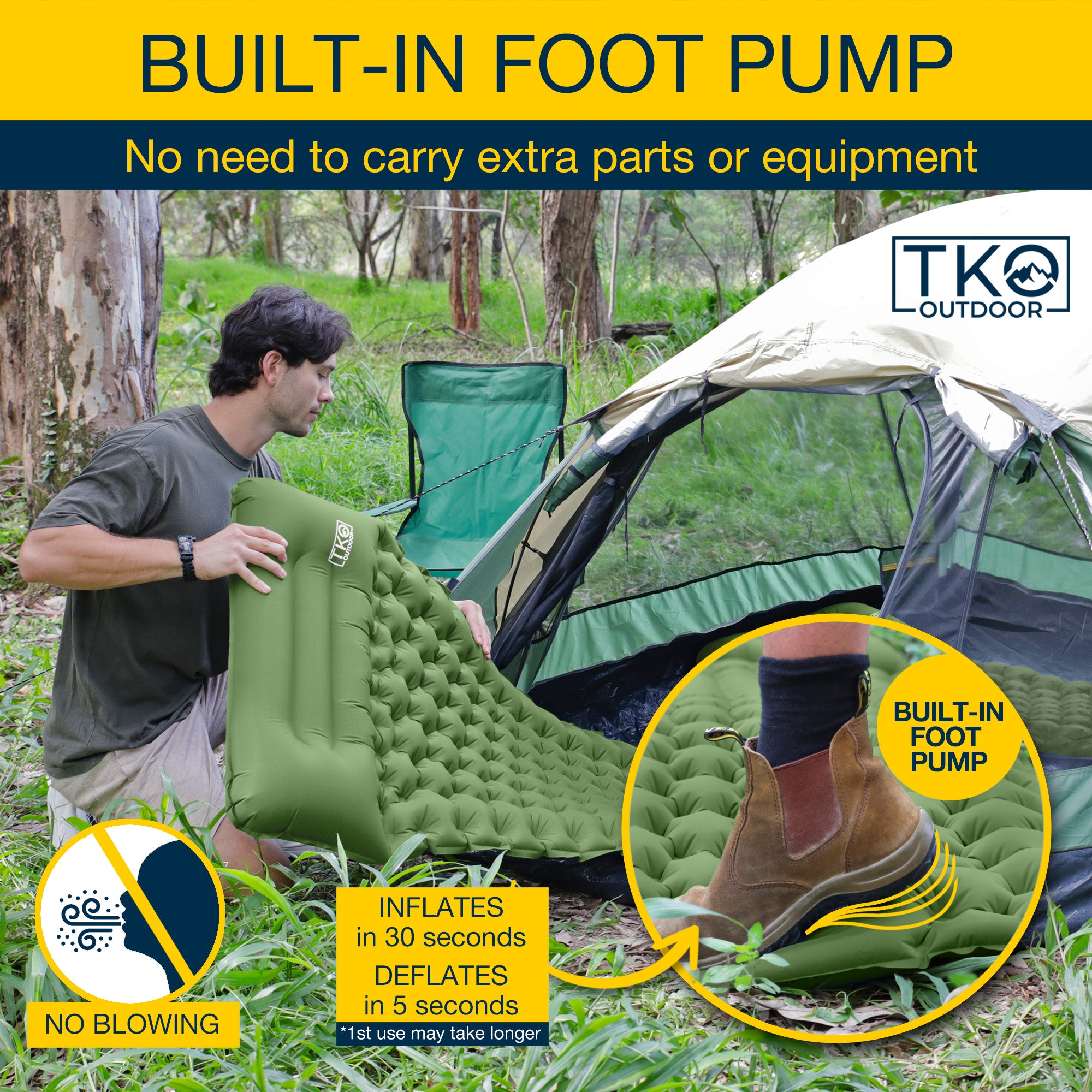 TKO Outdoor Comfort Sleeping Pad - Green