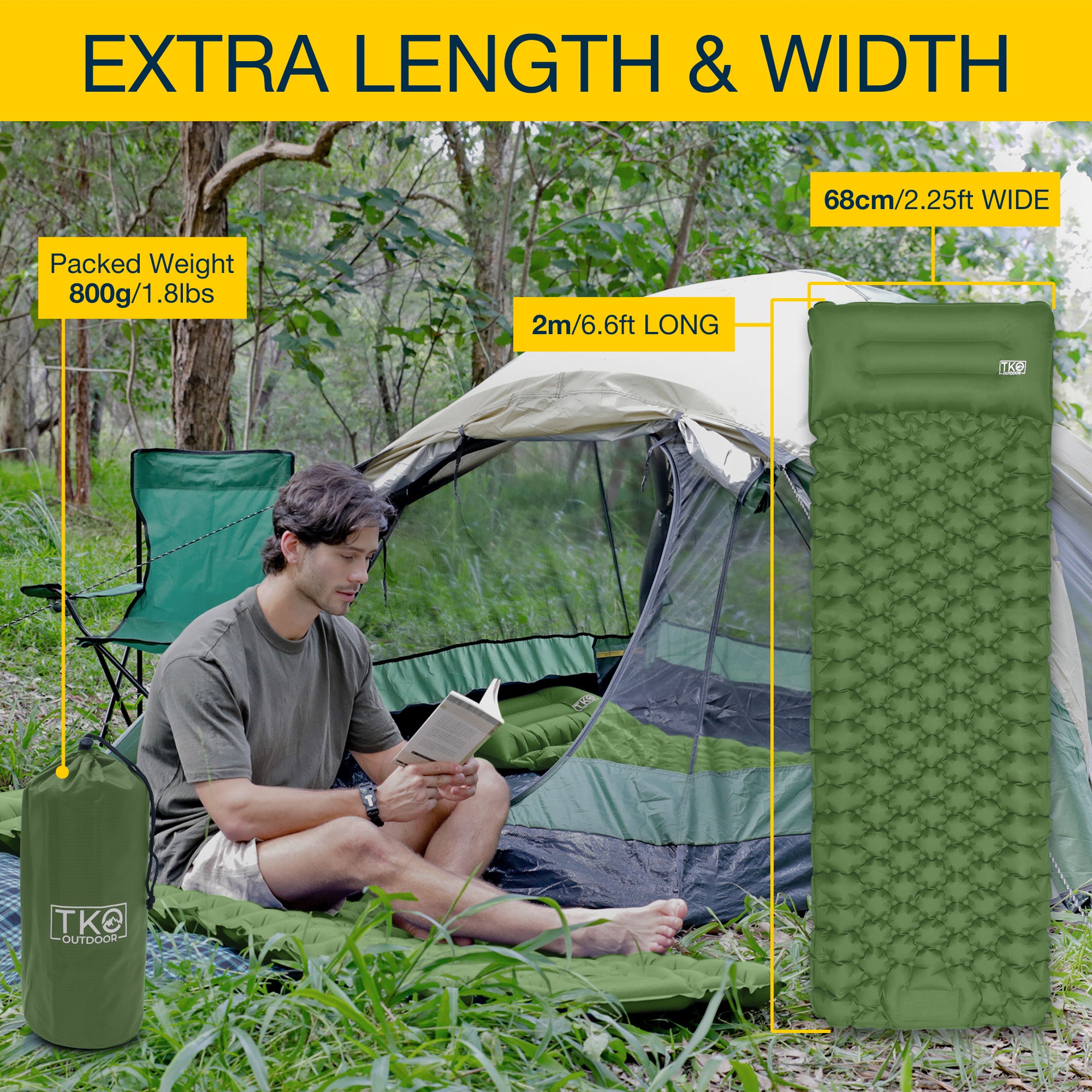 TKO Outdoor Comfort Sleeping Pad - Green