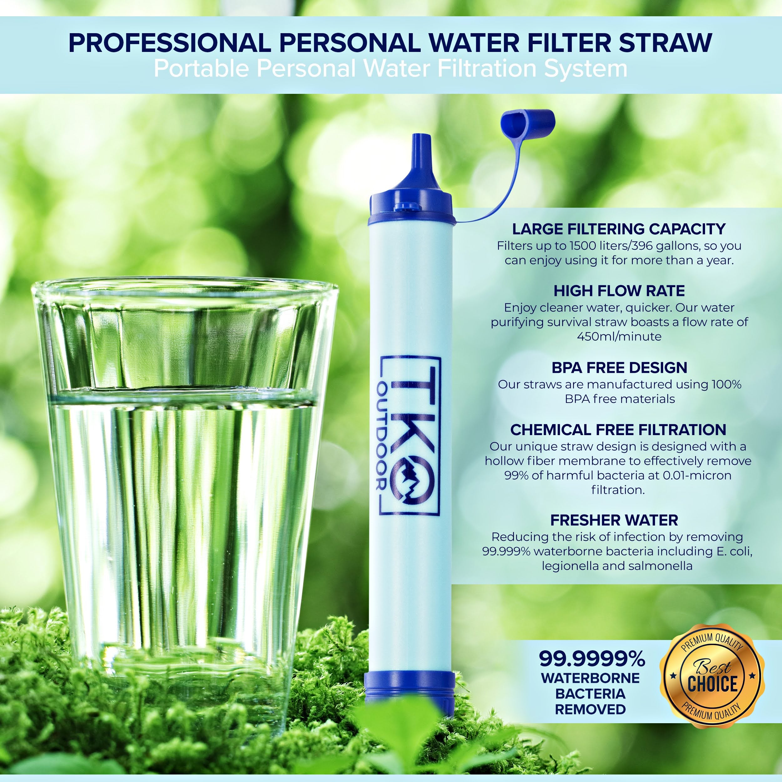 TKO Outdoor Water Filter Straw
